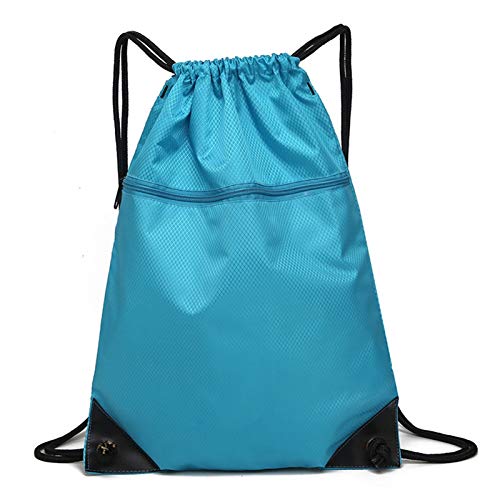 Sac de sport coulissé bleu ciel en nylon léger et imperméable
