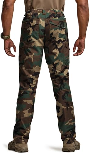 Image of CQR Men's Flex Ripstop Tactical Pants, Water Resistant Stretch Cargo Pants, Lightweight EDC Hiking Work Pants