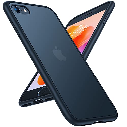 TORRAS Shockproof iPhone SE 2020 Case & iPhone 8 Case [Military Grade Drop Test] Translucent Matte Hard PC Back & Silicone TPU Bumper, Protective & Slim Fit for iPhone 7 case & SE2, Black iP
