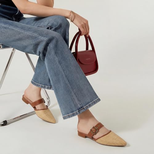 Image of Rekayla Mules for Women Adjustable Strap Pointed Toe Backless Loafer Shoes