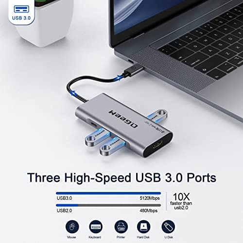 USB C Hub, QGeeM USB C to HDMI Adapter 4k, 7 in 1 USB C Dongle with 100W Power Delivery,3 USB 3.0 Ports, SD/TF Card Reader, Compatible for MacBook Ipad HP Dell XPS and More Type C Device - Image 6
