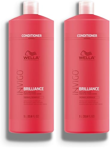 Image of Wella Professionals Invigo Brilliance Conditioner, Fine /Normal Hair | For fine, colored hair, maintains vibrancy, Brilliance-Blend protects color daily, Lime caviar adds shine and care