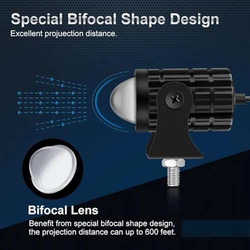 Image of Mini Driving Fog Light Lamp Projector lens Spotlight Led Motorcycle Headlight Two Colors Motorbike Lighting System (12V, 30W) for Bike, car, truck, van, tractor Pack of 1 White, Yellow