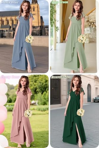 Clothfun Chiffon Flower Girl Dresses Short Sleeve Junior Bridesmaid Dress A Line First Confirmation Dress CY253 6