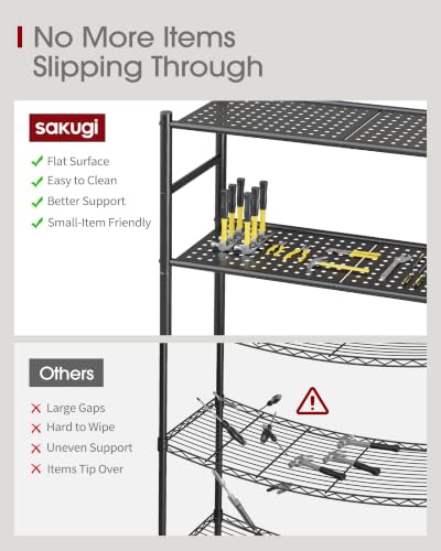Sakugi-5-Tier-Garage-Shelving-Unit-Heavy-Duty-Metal-Storage-Shelves-Anti-Tip-with-Leveling-Feet-Stable-Storage-for-Kitchen-Pantry-and-Living-Room-Organization-Black-307-x-106-x-58