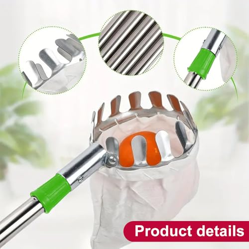 YANGUN Apple Picker with Telescopic Handle, Fruit Picker Tool with Stainless Steel Connecting Pole and Fabric Bag - Image 4