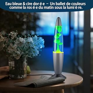 Ajacxet Lampe à lave rétro classique – Lampe décorative bleue et jaune pour enfants et adultes – 34 cm, aluminium avec 1 ampoule R39 25W E14 – Idéale pour la chambre, le salon et comme cadeau