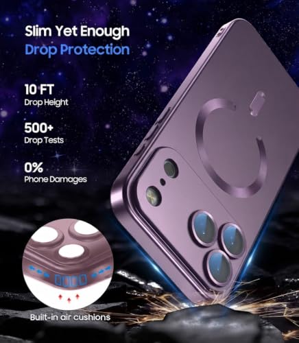 Image of DIZORO Magnetic Case for (iPhone 17 Pro Max) Case [Compatible with MagSafe][Built-in Camera Lens Protector] Slim Soft Silicone Bumper Shockproof Metallic Luster Back Cover Phone Case (Royal Deep)