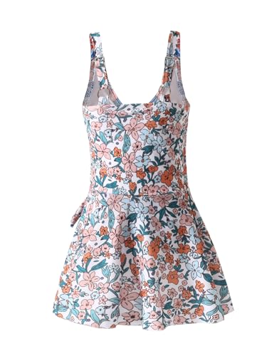 Girls One Piece Swimdress Floral Skirt Bathing Suit Swim Hawaiian Beach Swimwear 4-14Y2