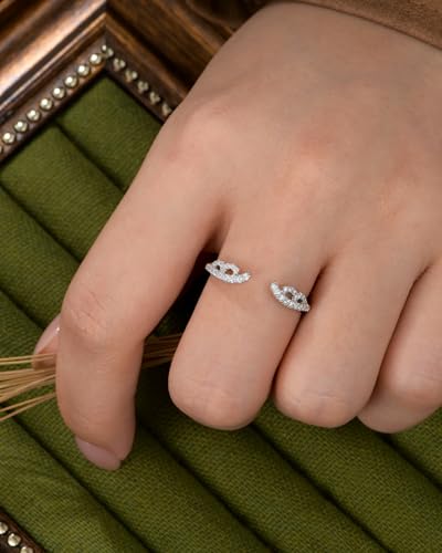 925 Sterling Silver Eternity Ring Vintage Open Curved Wedding Bands for Women Cubic Zirconia Ring Enhancers Size 5-104