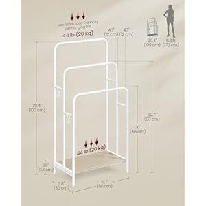 Vasagle freestanding towel rack 3 tier blanket holder with storage shelf 197 x 118 x 394 inches blanket rack 2 hooks for blankets bath towels cloud white and natural beige ulls009w01  urban country home decor