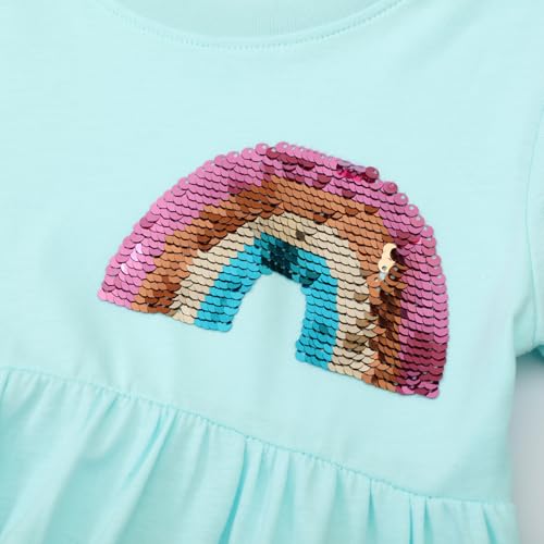 FreeLu Girls Cartoon Appliques Dress Cotton Summer Short Sleeve Dresses Casual Jersey Skirt4