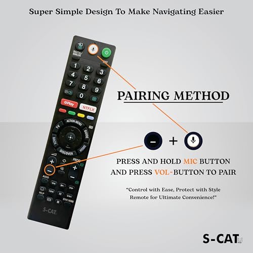 Image of S-CAT Compatible with Sony RMF-TX200P Smart 4k Android TV Remote Control Original with Bluetooth Voice Command with 2 OTT HotKeys (Pairing Must - Contact Customer Care for Difficulty in Pairing)