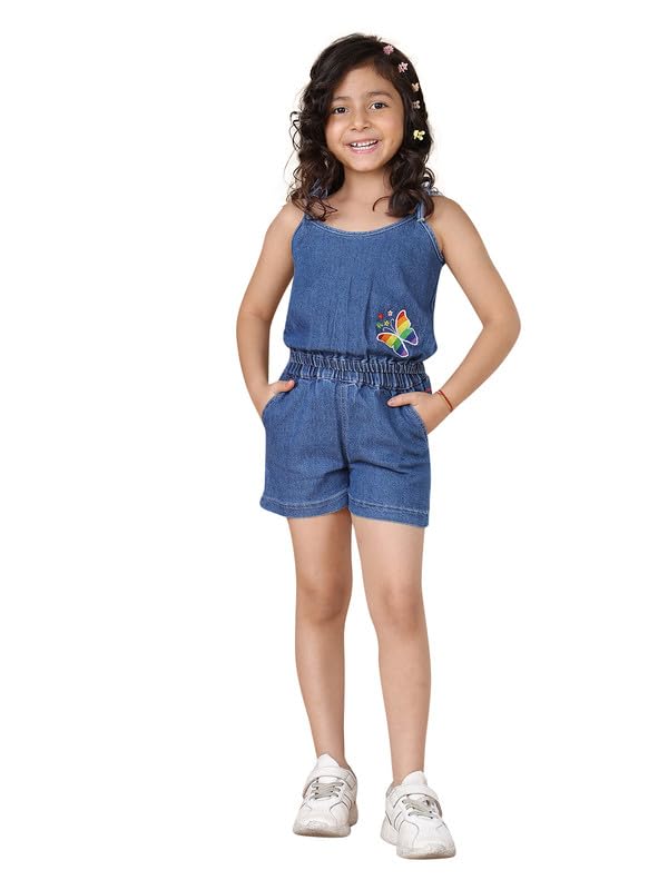 superminis Girl’s Denim Solid Top And Trouser Co-Ords Set Dress