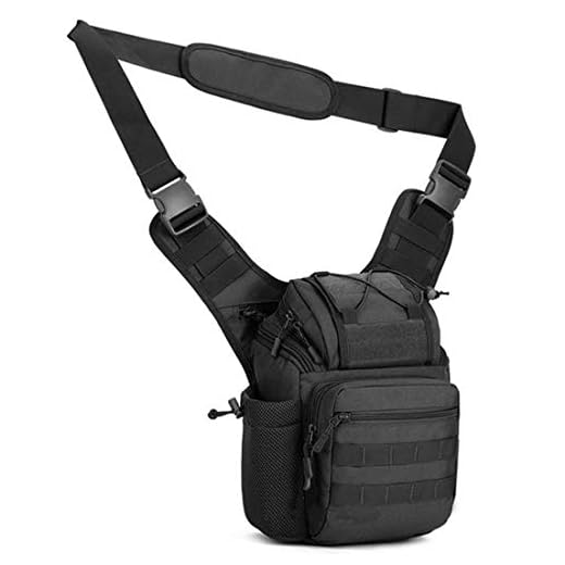 BAIGIO Bolso de Hombro Táctica Mochila Militar con Bandolera Bolsos de Mensajero Grande para Cámara Reflex Mochila Fotográfica Hombre (Negro)
