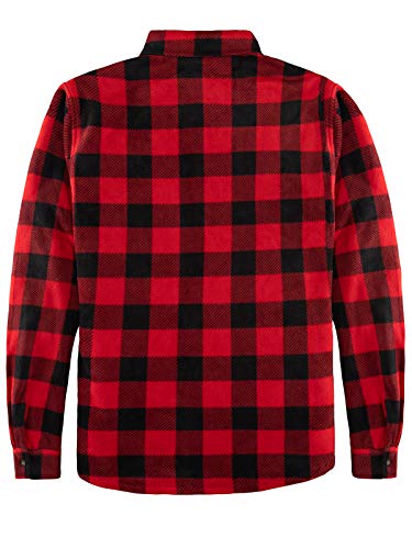 ThCreasa Mens Sherpa Fleece Lined Flannel Shirt Jacket Warm Button Down Plaid Shirt-Jac3