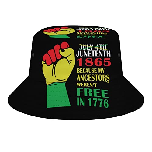 Juneteenth Bucket Hat for Sun Beach Vacation Indoors Outdoors Lightweight Print Bucket Hat for Unisex All-Season