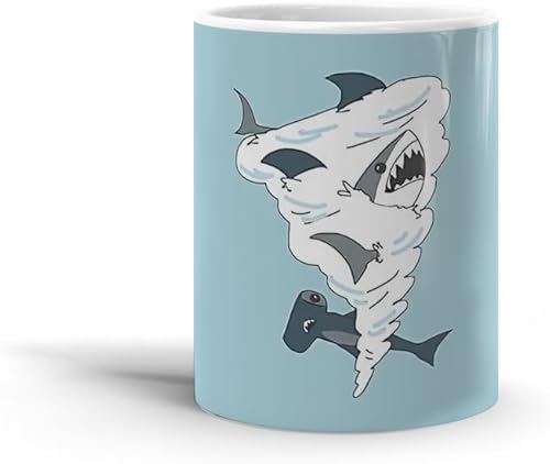Taza de café de cerámica blanca Sharknado Holidays Home Tea Party 15 11 oz apta para lavavajillas boda microondas taza cumpleaños
