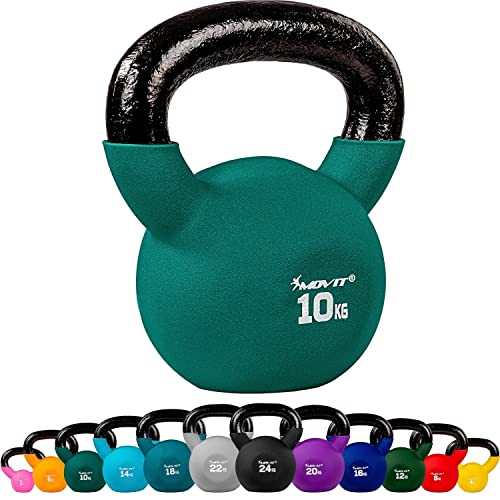 Movit® Kettlebell 10 kg de Poids de Boule en Fonte de néoprène Vert Cover