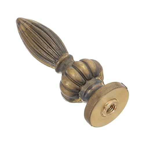 Image of PATIKIL 23.5 x 73mm Lamp Finials Caps Knob, 1 Set Solid Brass Lamp Shade Top Decoration Screw Cap Nuts with Brass Reducing Adapter for Table Lamps Floor Lamps, Retro Vintage