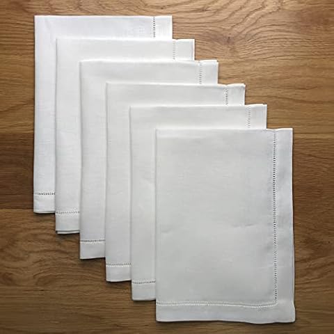 White Linen hemstitch placemats - Set of 6 14"x20"-Ladder hemstitch 100% Linen Place mats Cover
