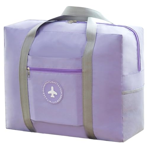 Image of CAVALO Be Unique Travel Bags for Luggage Spacious with Pockets Foldable Weekender Zipper Duffle Bag, Stylish Handbag Carry on Trolley Bag Waterproof Nylon Purple 44 x 18 x 35 cm