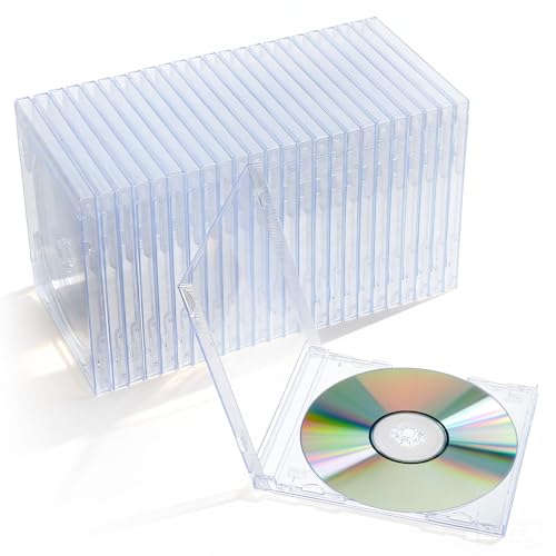 25pcs Clear CD Jewel Cases Standard Single Clear CD Case Blank Case DVD Storage Cases DVD Cover Protection Replacement Plastic Covers for Collection Organization