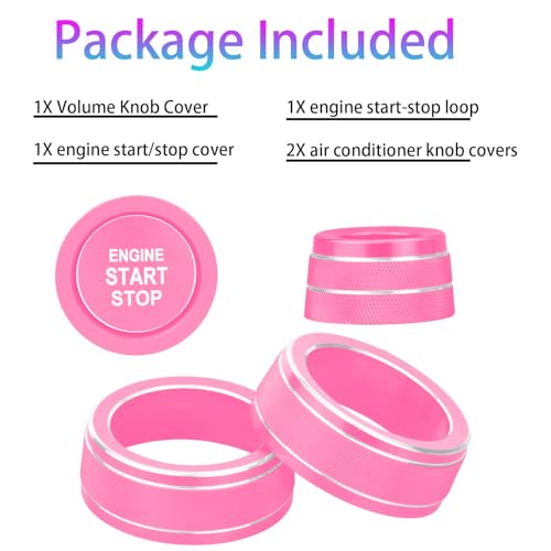 Image of for Toyota RAV4 /RAV4 Hybrid 2023 2024 2025 air Conditioning knob Cover, Start Button Cover Decorative Ring, Volume, Aluminum Alloy Decoration (RAV4, Pink)