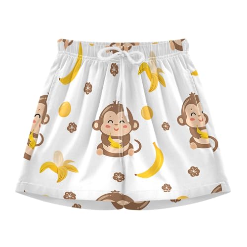 Toddler Boys Swimwear Swim Trunks with Compression Liner 4T Monkey Banana Cute
