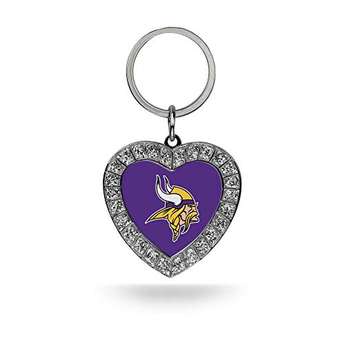 Image of Rico Industries NFL Football Rhinestone Heart Keychain - Great Accessory