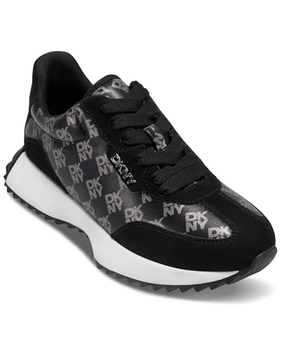 DKNY Damen Naples - Lace Up Sneaker, Black and Nickel, 41 EU