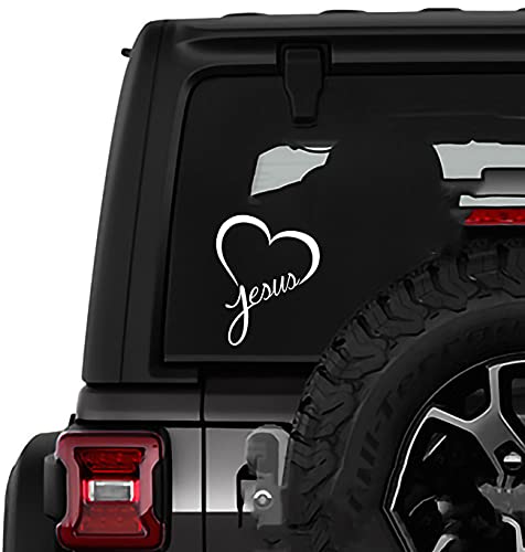 Jesus Heart Vinyl Decal Sticker | Cars Trucks Vans Walls Laptops Cups | White | 5.5 X 4.3 Inch | Maz-401 #TOP4