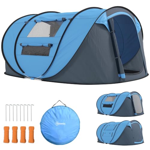 Outsunny Tienda de Campaña Pop-up 3 Personas 263,5x220x123 cm Azul