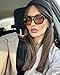 ADE WU Trendy Square Aviator Sunglasses for Women Retro 70s Thick Plastic Double Bridge Geometric Pilot Sun Glasses Tortoise shell Frame Lightly Brown Lens
