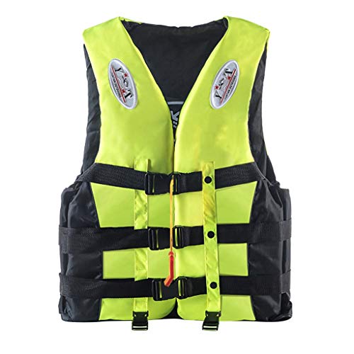Adults Life Jacket Aid Vest Personal Flotation Device Kayak Ski Surfing Buoyancy Fishing Boating Watersport for Adults Men Women Teens (Yellow, XXL)