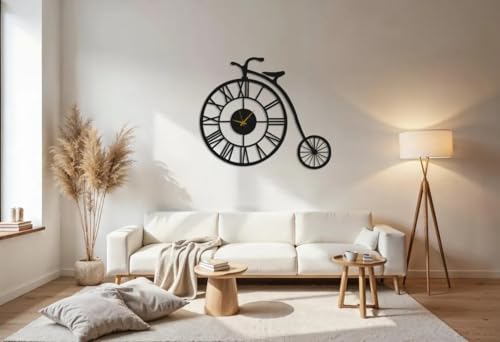 Image of Wall Clock Stylish Metal Analog Wall Clock for Living Room, Bedroom, Office, Kitchen, Home and Hall | Antique Fancy Big Size Modern Wall Watch (Black ST-47, 50 CM)