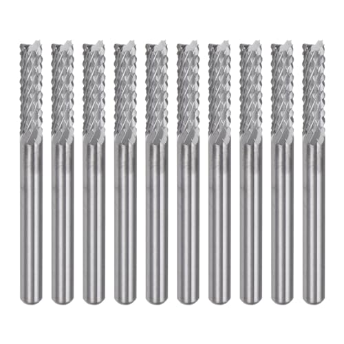 uxcell 10Pcs 3.175mm Carbide End Mill Engraving Milling Cutter CNC Router Bits for PCB Machine, 1/8" Shank