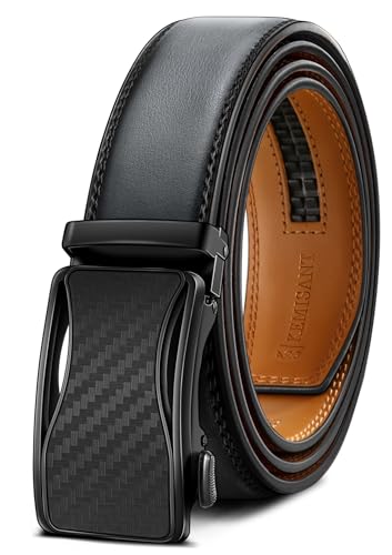 Image of KEMISANT Mens Ratchet Belt 2 Units,Sliding Belt For Gift Mens Dress Casual 1 3 /8 inch,Size Adjustable