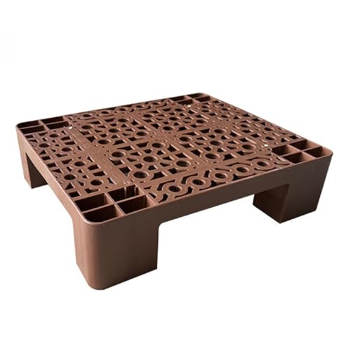 GOCHUSX Plastic Pallets for Basement Storage, Nestable Storage Pad, Spliceable Breathable Grid Platform for Cargo, Cartons, Oil Drums Racks, Easy to Stack(Brown,50x42x12.5cm-1PC)
