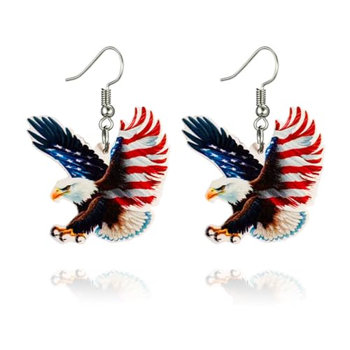 MALOYANVE American Flag Earrings for Women Unique Handmade Red White Blue USA Flag Dangle Drop Earrings 4th of July Independence Memorial Day Patriotic Stud Earrings Party Favor Decor Jewelry Gifts