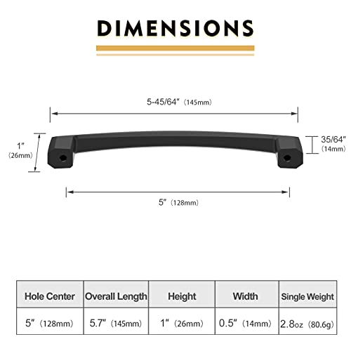 Image of 10 Pack 5 Inch Black Cabinet Pulls Kitchen Cabinet Handles Kitchen Handles for Cabinets Cupboard Handles Black Drawer Pulls Cabinet Hardware