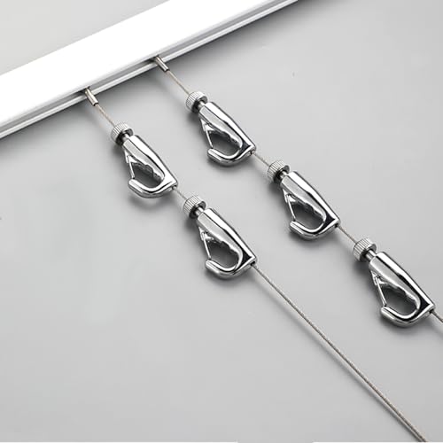 Sistema di sospensione regolabile per appendere quadri, 200-300 cm, kit di cavi in acciaio nero per decorazione domestica, sala da disegno, museo, include binario da 2,4 m e cavi da 3 m con 2 ganci