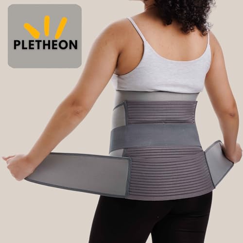 Image of PLETHEON Post Pregnancy Waist Clincher | 3 in 1 Postpartum Belt for Women | Tummy Control Abdominal Binder | Back Support, Belly Compression | Slimming Shapewear Corset for Recovery (3 in 1 PPB-Grey)