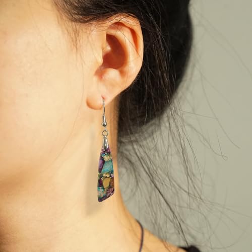 Jasper Stone Earrings for Women Trendy Dangle Earrings Fishhook Drop Earrings3