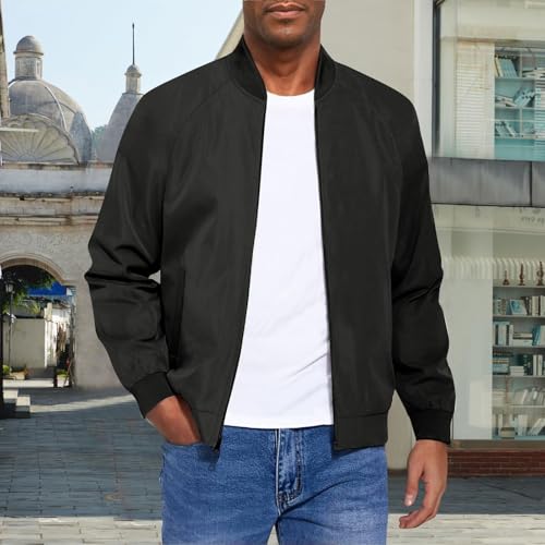 Men's Bomber Jacket Casual Stylish Lightweight Windbreaker Coat Outdoor Softshell Full Zipper Flight Jacket2