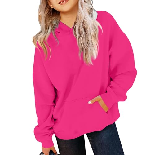 Hoodies For Teen Girls Long Sleeve Oversized Tops Fall Pullover Sweatshirt 2-9 Years Kids Solid Color Clothes