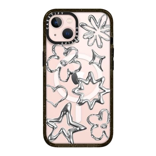 Coque de protection iPhone 13 CASETiFY haut de gamme motif Chrome Doodles noir