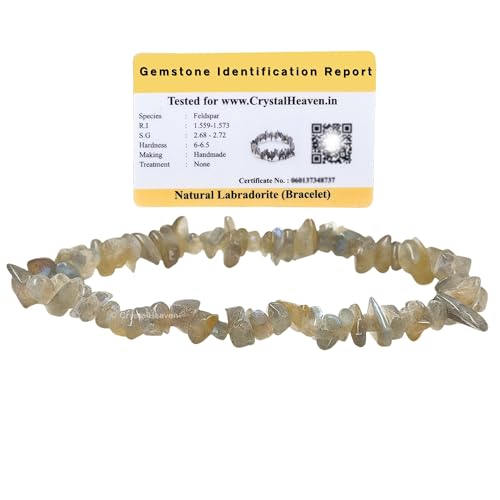 Image of Certified Labradorite Bracelet for Women Men with Healing Crystal and Reiki Stone - Beautiful Gemstone Beaded Bracelet for Balance, Harmony & Positive Energy (Chips Stone Beads)