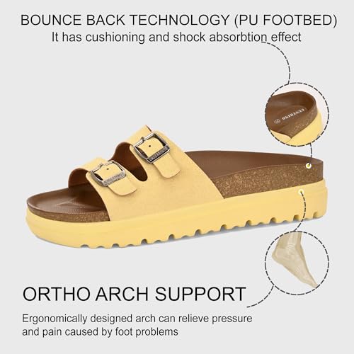 Image of Centrino Women's Berkin-Style Slip-On Sandals | Open Toe Design | Soft PU Footbed | Lightweight & Comfortable | Arch Support | On-Grip Sole | Casual Outdoor Wear (9219)