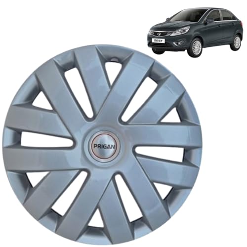 Image of PRIGAN Wheel Cover for Zest 15 Inch Silver Wheel Cap (Available in 15 Inch) (Set of 4 Pcs) (Press Fitting) Model- Polo Silver-15